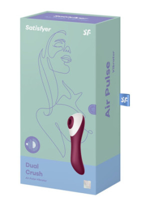 2 en 1 Vibromasseur et stimulateur de clitoris USB rouge Dual Crush Satisfyer - CC597786